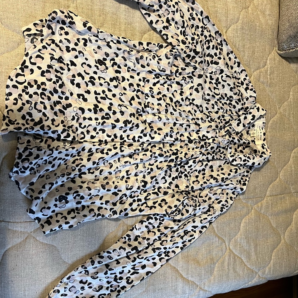 Leopard Print Button-Up Blouse